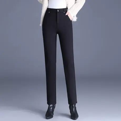 黑色加绒时尚小脚裤高腰显瘦铅笔裤时尚休闲裤女秋冬2023新款长裤商品大图