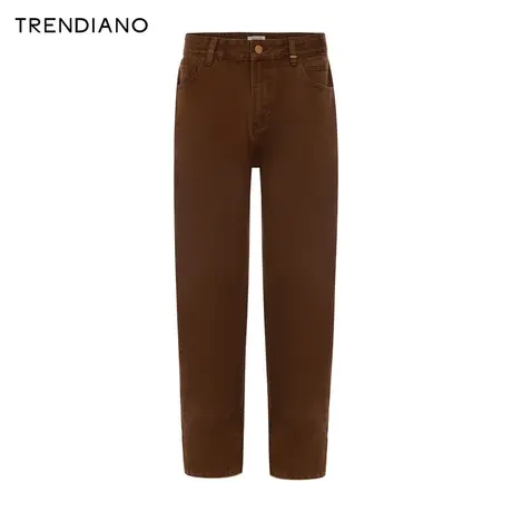 TRENDIANO官方复古贴标锥形棉质百搭牛仔裤男潮2023新款冬季商品大图
