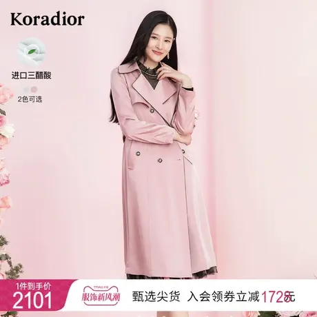 珂莱蒂尔女装三醋酸风衣女中长款休闲外套女2023年春夏新款图片