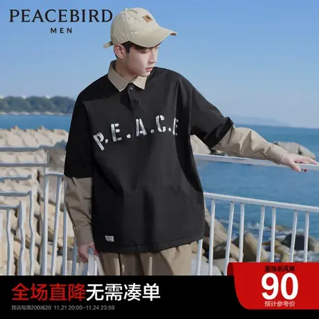 【清仓】太平鸟男装奥莱夏日系宽松POLO衫男潮牌时尚休闲短袖保罗图片
