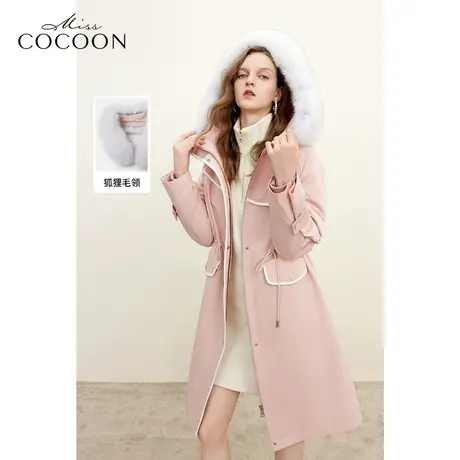 MISSCOCOON2023冬装新款女装可拆卸内胆仿獭兔防风抗寒皮草派克服图片