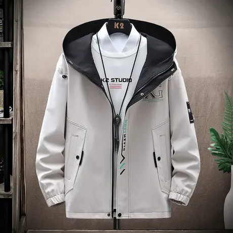 男士夹克秋装薄款上衣休闲外套韩版春秋季男装连帽秋衣外穿卫衣潮商品大图