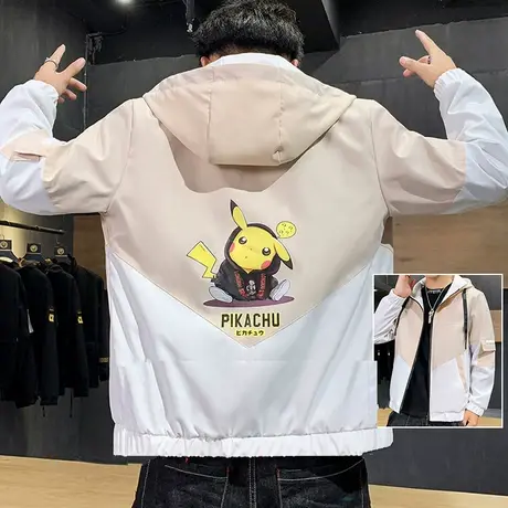 外套男春秋季韩版潮流休闲帅气连帽夹克男士2023新款潮牌宽松褂子图片