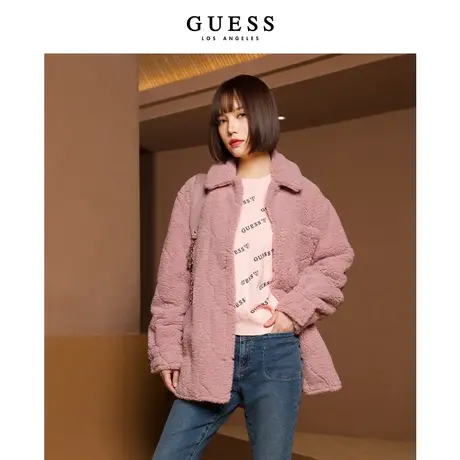 【38上新季】GUESS款女士时尚休闲翻领仿羊羔绒外套商品大图