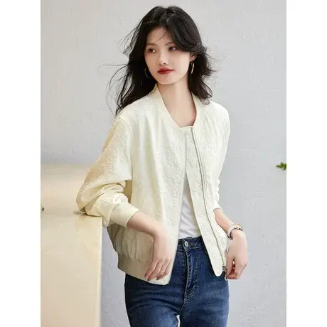 时尚休闲气质短外套飞行服女士2023年春季新款减龄休闲百搭上衣商品大图