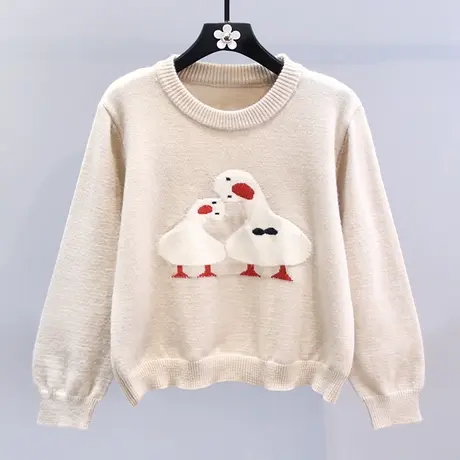 趣味卡通套头毛衣女秋冬2023新款日系慵懒风宽松百搭长袖针织衫商品大图