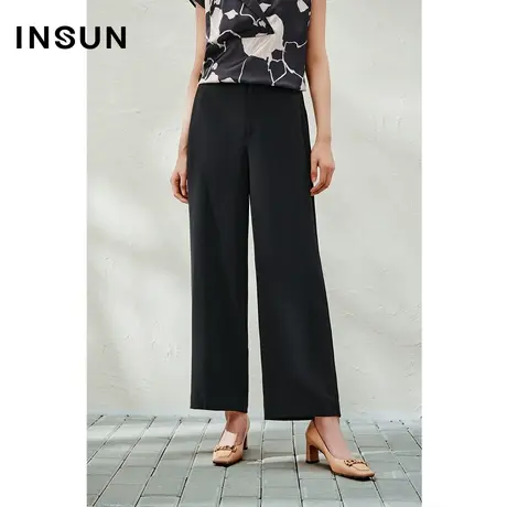 INSUN恩裳线上专选夏季阔腿高腰抗皱抗静电休闲裤图片