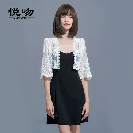 网纱刺绣小披肩女夏百搭短款薄开衫外搭蕾丝小外披配裙子的小坎肩商品大图