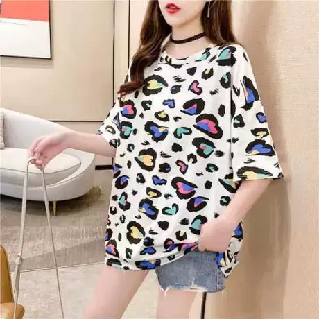 字母印花冰丝防晒短袖t恤女2024夏季新款宽松中长款半袖体恤上衣商品大图