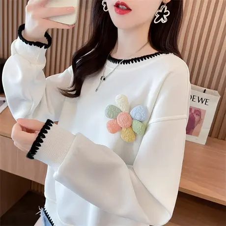 早秋设计感小众卫衣女春秋季韩版宽松大码薄款小个子拼色上衣外套图片