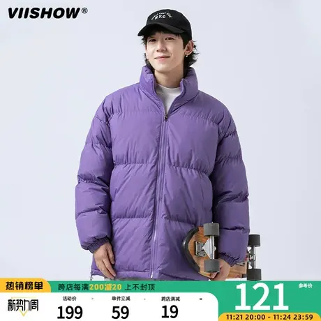 VIISHOW棉衣男冬季2023新款保暖立领简约棉服休闲oversize外套潮商品大图