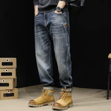 高端牛仔裤男春秋直筒大码男士春季2024新款加肥加大裤子棉弹男款商品大图