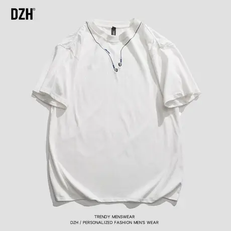 男士白色200g纯棉t恤男短袖潮牌超火百搭男装2023新款刺绣体恤衫商品大图