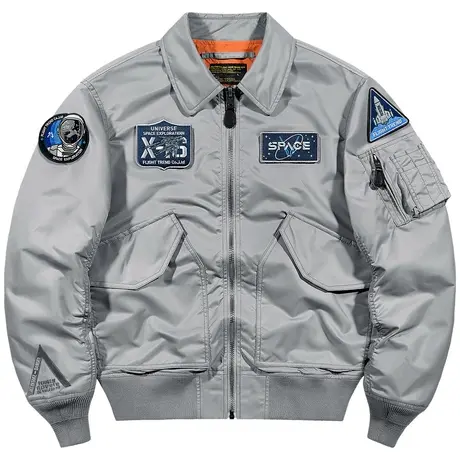 VIP翻领飞行员夹克男刺绣徽章太空服美式棒球服宽松宇航员外套潮商品大图