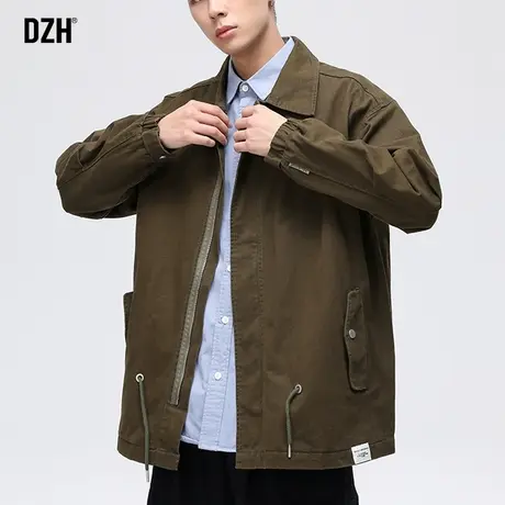 男士军绿色工装外套男高级感痞帅印花上衣大码飞行员夹克秋季男装商品大图
