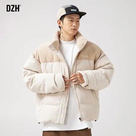 男士灯芯绒拼接棉服男冬季加厚休闲棉衣摇粒绒外套2024新款面包服商品大图