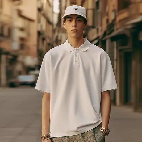 潮牌大码男装胖子反领纯棉简约百搭宽松商务短袖男士休闲POLOt恤商品大图