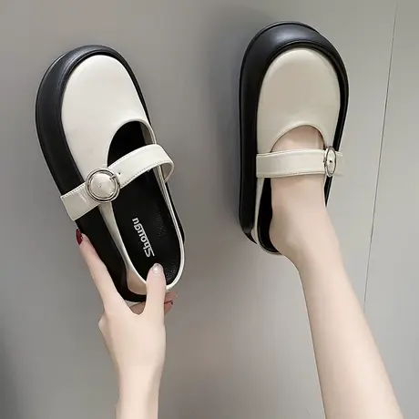 踩屎感厚底凉拖鞋女夏外穿半托单鞋大头小白鞋休闲懒人包头半拖鞋商品大图