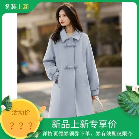 时尚气质鹅绒服2023年冬季新款女温柔百搭牛角扣加厚中长款外套图片