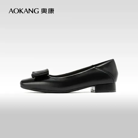 【星光魅影】奥康女鞋 2024春季新款气质方头单鞋蝴蝶结通勤两穿商品大图