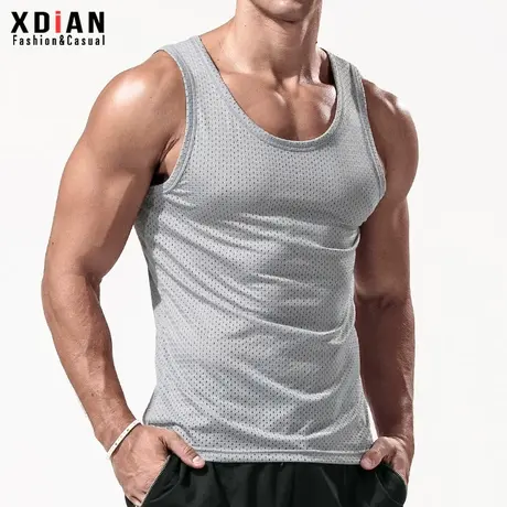 冰丝网眼背心男士弹力速干夏季运动健身跑步篮球透气宽松无袖t恤商品大图