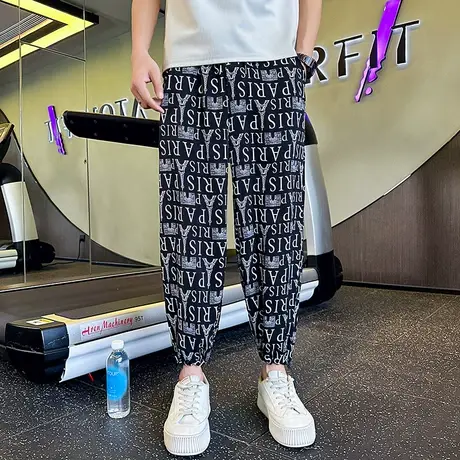 夏季潮牌INS男士沙滩裤休闲裤裤子灯笼宽松薄款束腿卫裤空调裤商品大图