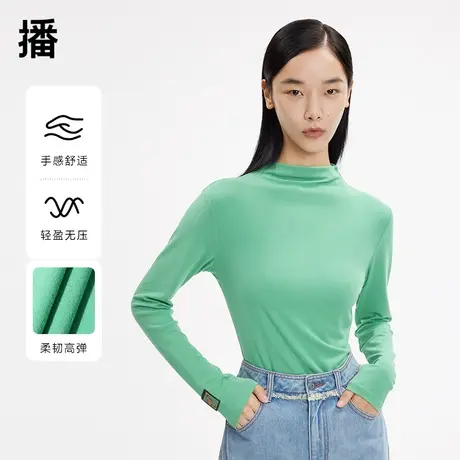 播半高领修身打底衫BDP3YD0485抹上一片霞光商品大图