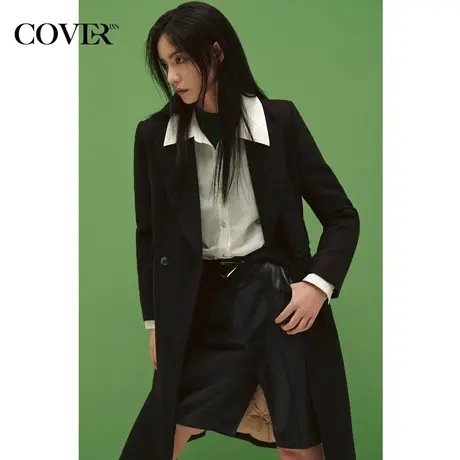 COVER冬季西装枪驳领羊毛精纺拼内胆鹅绒大衣羽绒服图片