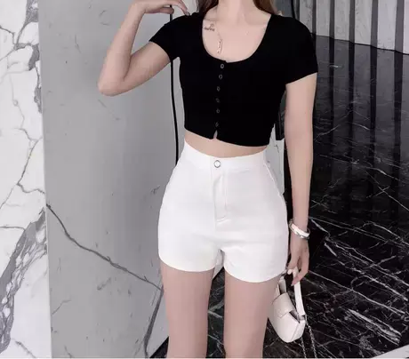 高腰秋冬短裤性感包臀蜜桃裤显瘦紧身高弹黑色靴裤超短打底裤外穿商品大图