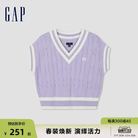 Gap女装2024春季新款纯棉撞色甜辣针织衫学院风背心毛衣890004图片