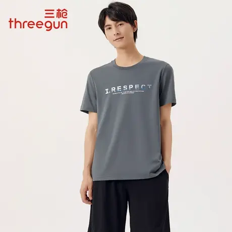三枪印花短袖t恤男士夏季舒感棉圆领短袖ins打底衫上衣休闲男装图片