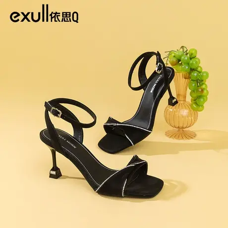 依思q绝美时装凉鞋女款夏2024年新款法式细跟露趾高跟鞋气质名媛图片