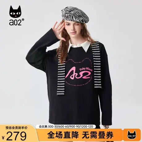 【Fuzzy style】a02潮酷印花长袖T恤女2023秋季宽松休闲甜酷上衣商品大图