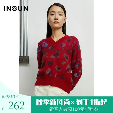 恩裳冬季新款简约版型提花图案内搭外穿毛针织衫女商品大图