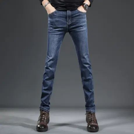 高级牛仔裤男2023秋季新款蓝色弹力修身直筒潮流男士春秋款裤子男商品大图