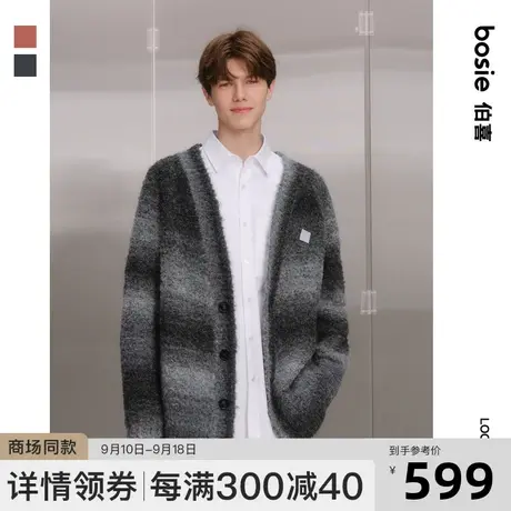 【商场同款】【小花人系列】bosie2023秋季新款针织衫男情侣渐变商品大图