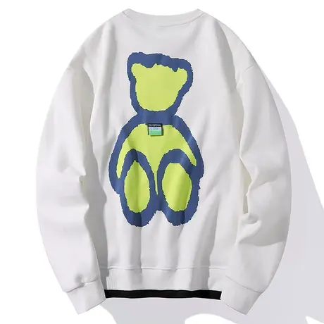 圆领卫衣男士新款韩版潮流小熊印花长袖上衣宽松百搭潮牌春季衣服图片