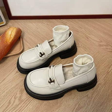 复古英伦风小皮鞋女2023年秋季新款松糕厚底乐福鞋日系jk单鞋通勤商品大图
