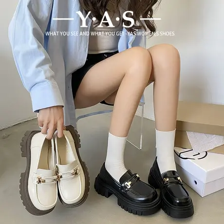 厚底乐福鞋女款2023新款2024爆款增高女鞋小皮鞋百搭鞋子黑色单鞋商品大图