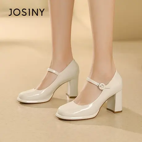 Josiny/卓诗尼高跟鞋2023秋季新款时尚一字带气质配裙子玛丽珍鞋商品大图