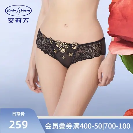 安莉芳薄款撞色蕾丝内裤女士棉质底裆通透性感低腰三角裤E200591商品大图
