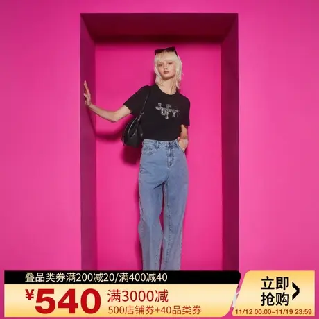 Juicy Couture橘滋2023新款轻奢系重工烫钻银丝绣女T恤商品大图