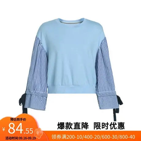 【艾格】甜美可爱宽松舒适卫衣2023春季新款圆领钉珠蕾丝拼接上衣商品大图