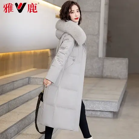 雅鹿大狐狸毛领羽绒服女中长款2022冬季新款长过膝宽松加厚外套潮商品大图