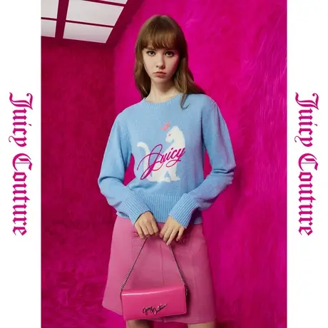 Juicy Couture橘滋秋女女装年新款豹子小姐提花绣女式毛衣图片