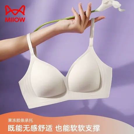猫人内衣女士文胸聚拢薄款性感软支撑胸大显小无钢圈光面无痕胸罩图片