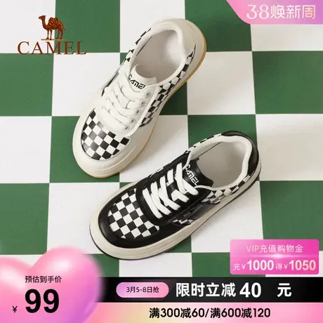 骆驼女鞋春季新款低帮中跟日常休闲吸汗时尚女休闲厚底板鞋潮商品大图