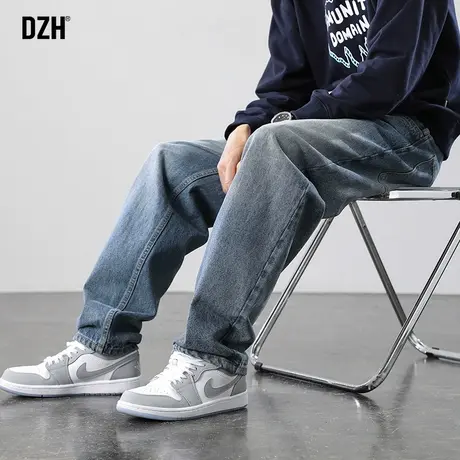 男士牛仔裤男春夏裤子ins高街潮男裤蓝色休闲运动直筒裤2023新款图片