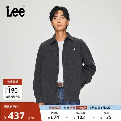 Lee宽松版仿羊毛深灰色男长袖衬衫保暖休闲潮流LMT009030206图片