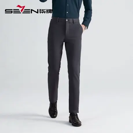柒牌男装清仓休闲裤男秋冬商务休闲暖燚绒针织合体直筒长裤子图片